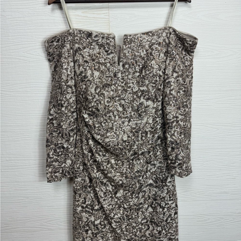 Xscape sequined off shoulder Dress 16P - Picture 4 of 16